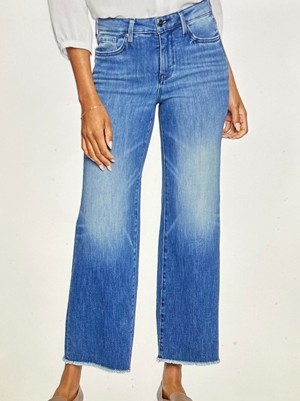NYDJ Teresa Wide Leg Ankle Jeans With Frayed Hems Size 16